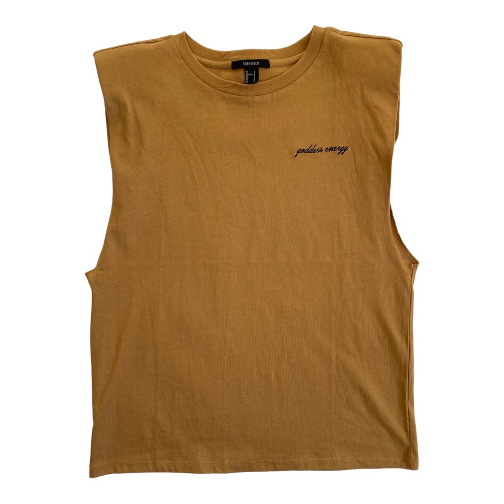 ✨Forever 21✨ Cotton Crew Neck “Goddess Energy” Muscle Tee Size S